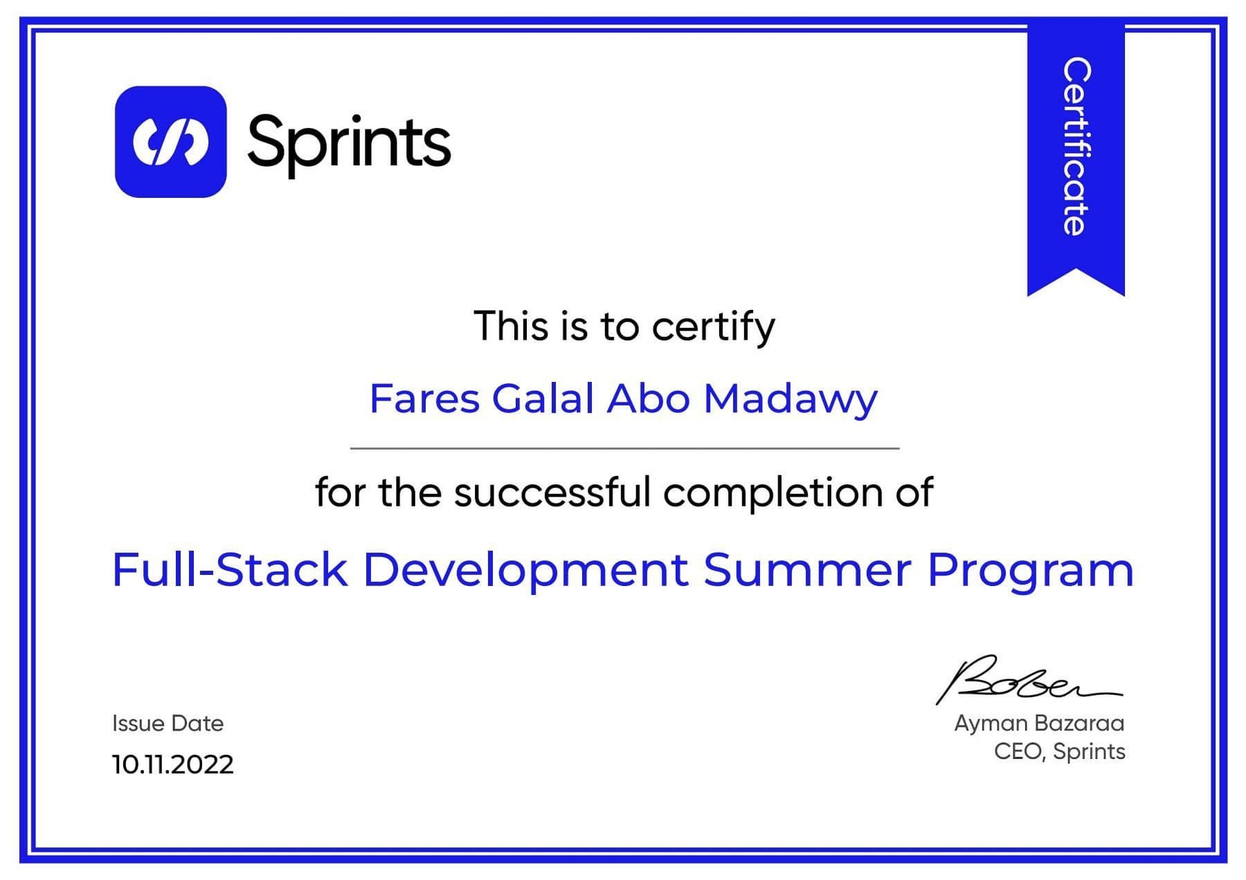 Full-Stack Development Summer Program — Sprints